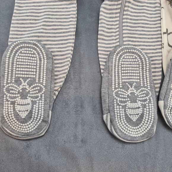 Burts Bees A-Bee-C and Stripes Organic Cotton Snug Fit Footed Sleeper 2 Pack 12M - Picture 3 of 9